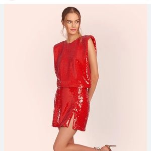 Dale mini red skirt in ruby and Fabienne Top in Rudy